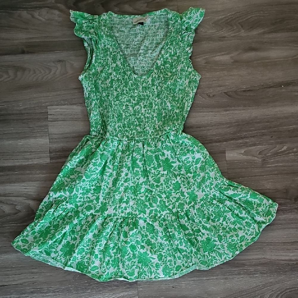 Universal Thread Green Ruffled Sundress with Flutter Sleeves